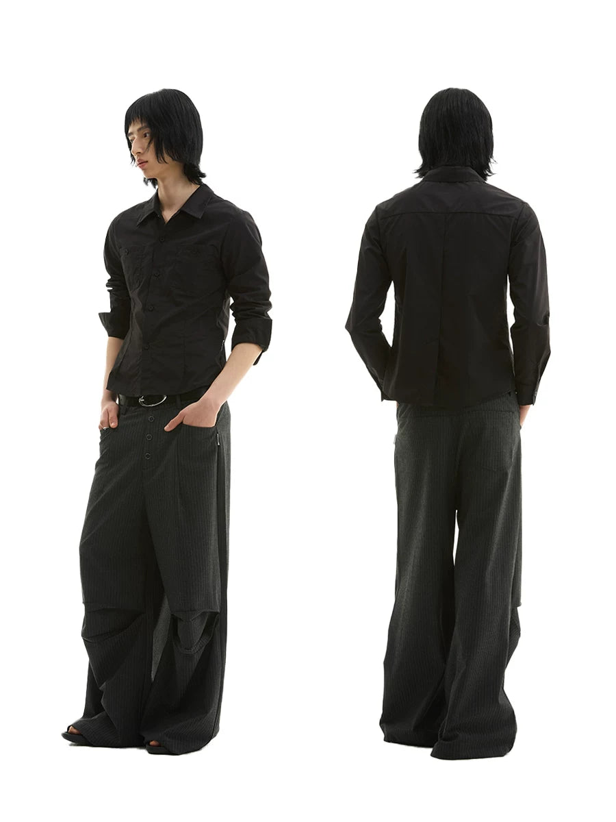 FUNKYFUN | FITTED LONG SLEEVE SHIRT WITH CINCHED WAIST【ID:TN00201】