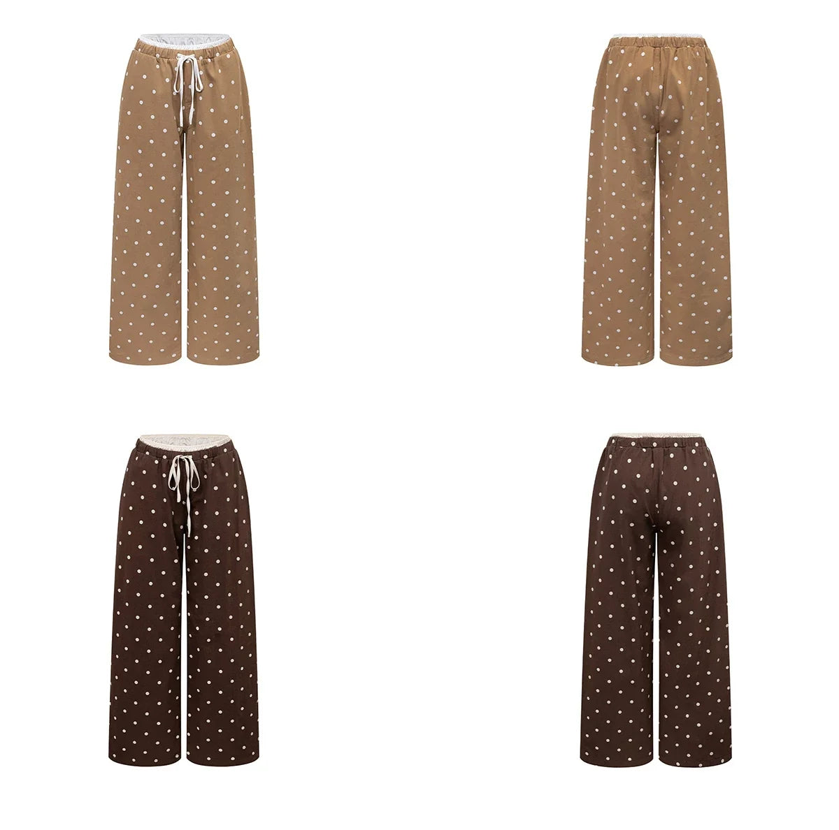 Polka Dot Drawstring Wide Leg Pants