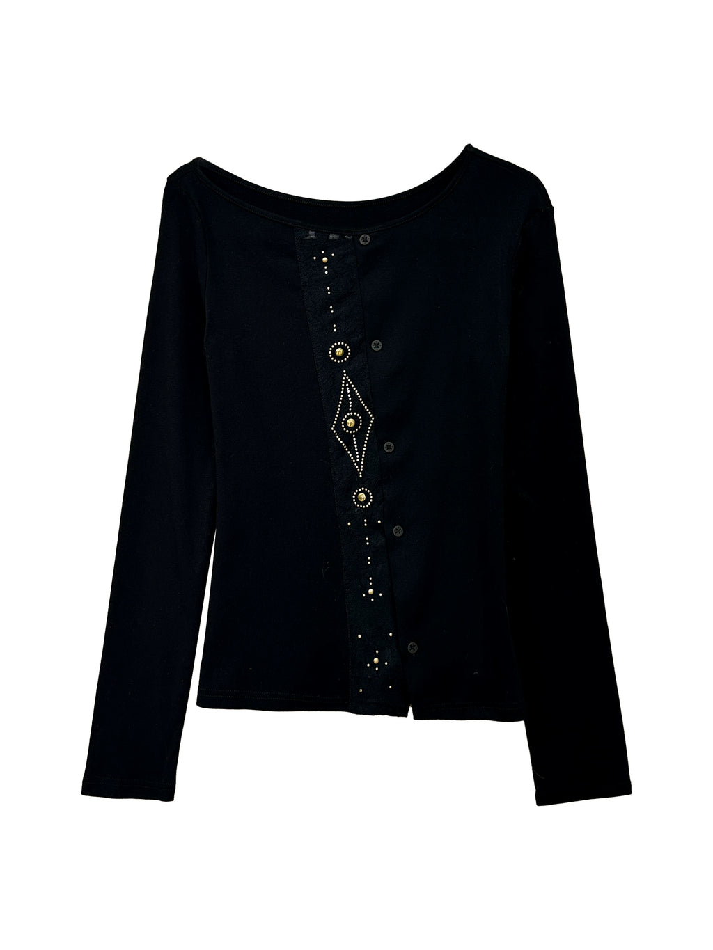 THELIGHT | GEOMETRIC BEADED LONG SLEEVE T-SHIRT【ID:TN00100】