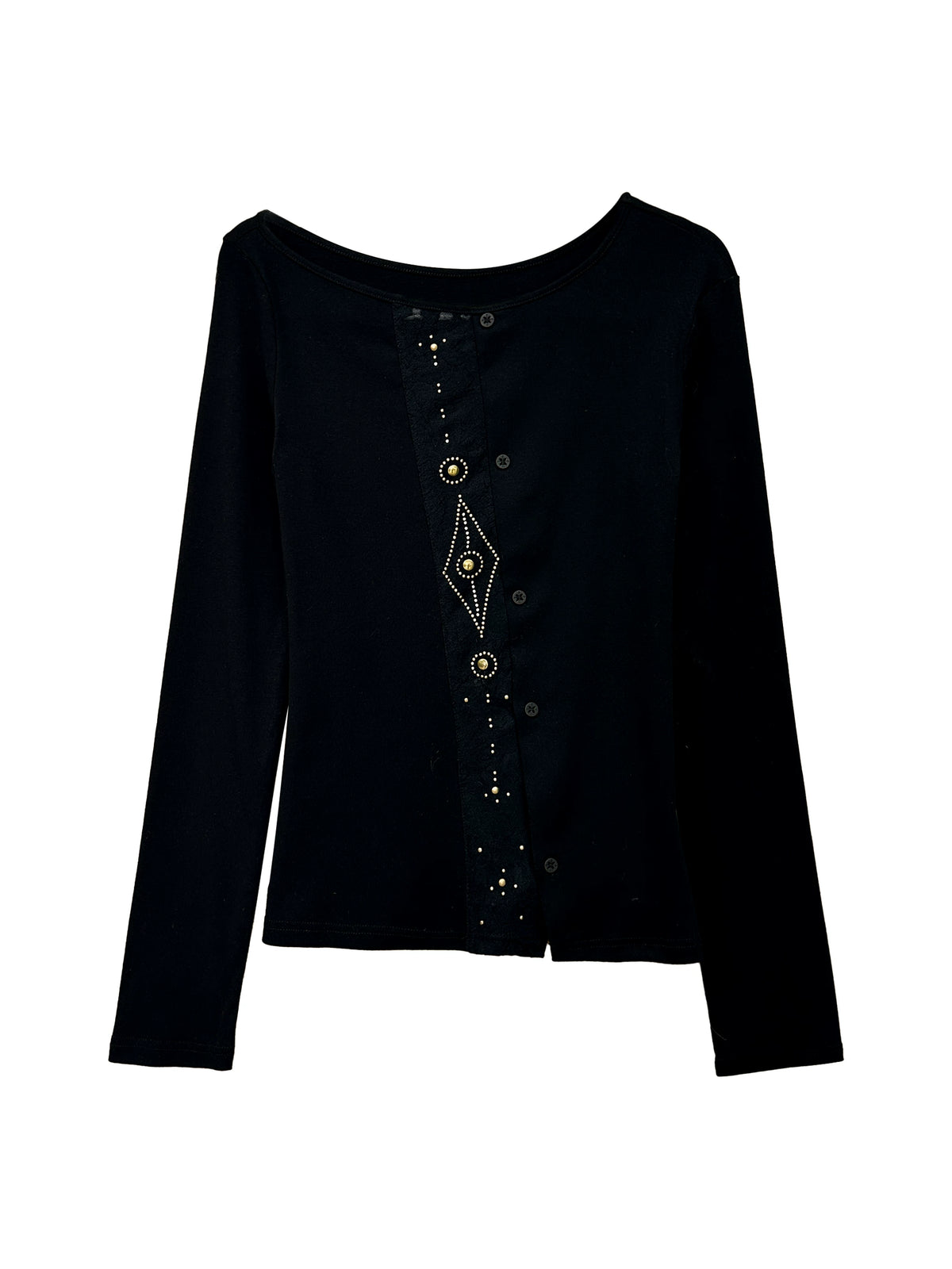 THELIGHT | GEOMETRIC BEADED LONG SLEEVE T-SHIRT【ID:TN00100】