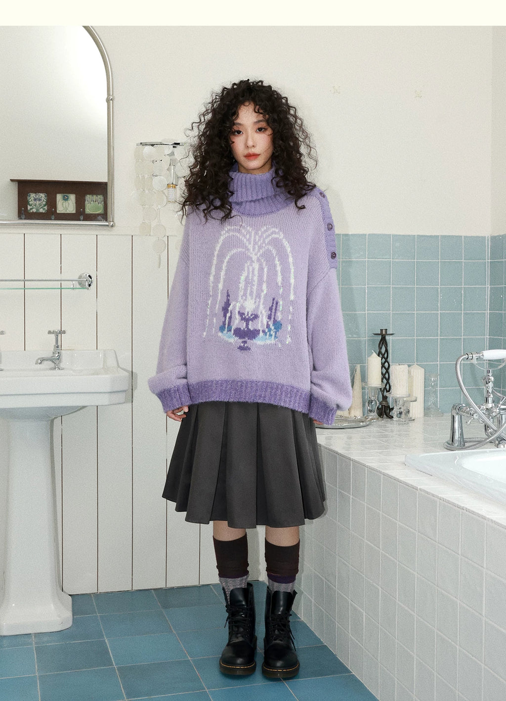 化学少女 | PURPLE KNIT PULLOVER SWEATER【ID:TN00153】
