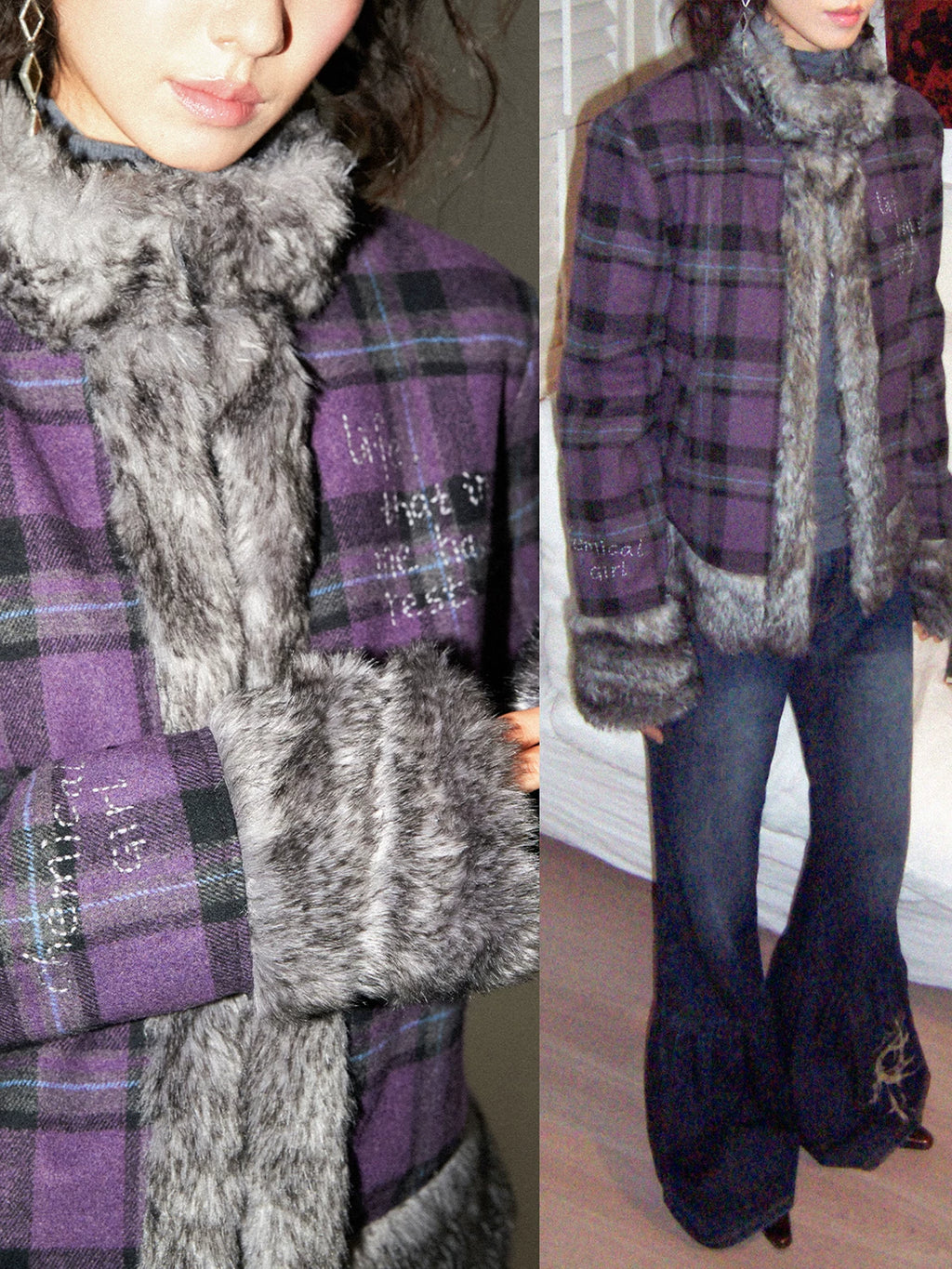 化学少女 | PURPLE PLAID WINTER JACKET【ID:TN00168】