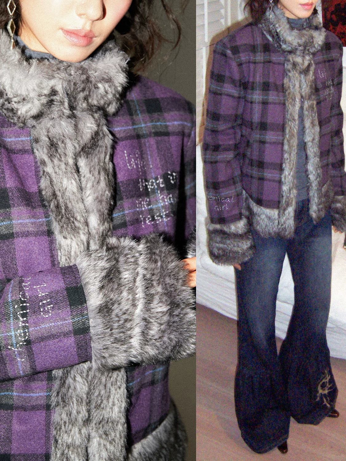 化学少女 | PURPLE PLAID WINTER JACKET【ID:TN00168】