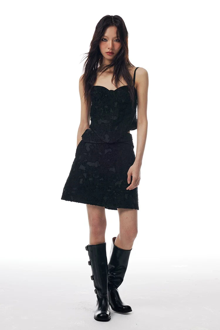 Lace Jacquard Corset & Mini Skirt Set