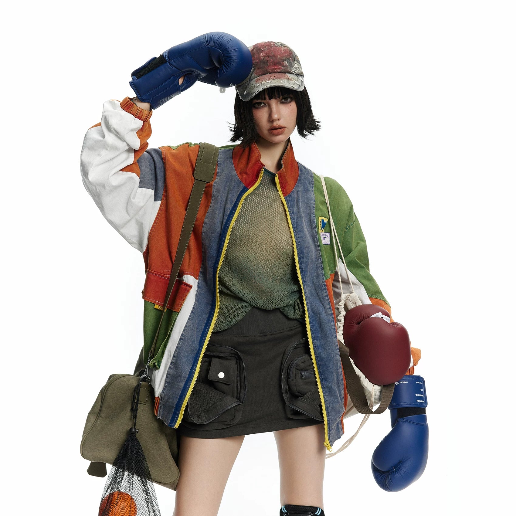 COLOR BLOCK SPLICING JACKET