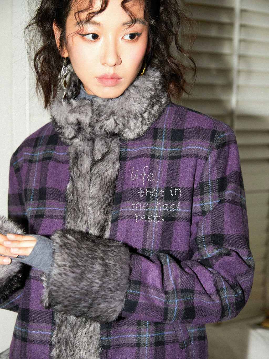 化学少女 | PURPLE PLAID WINTER JACKET【ID:TN00168】