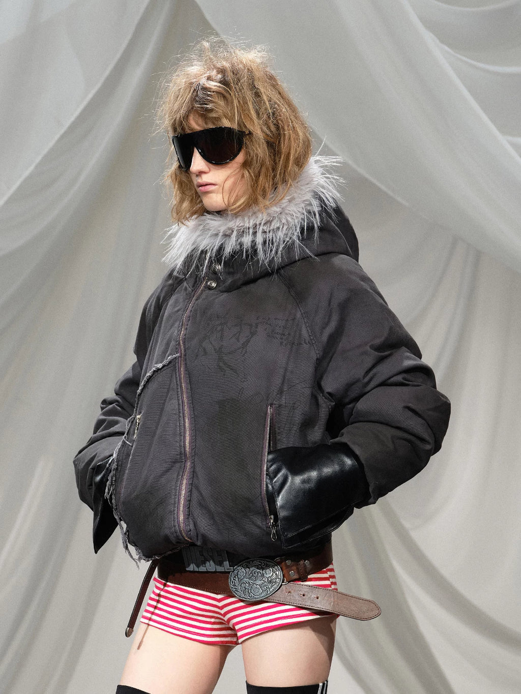 RETRO DECONSTRUCTED ZIPPER JACKET