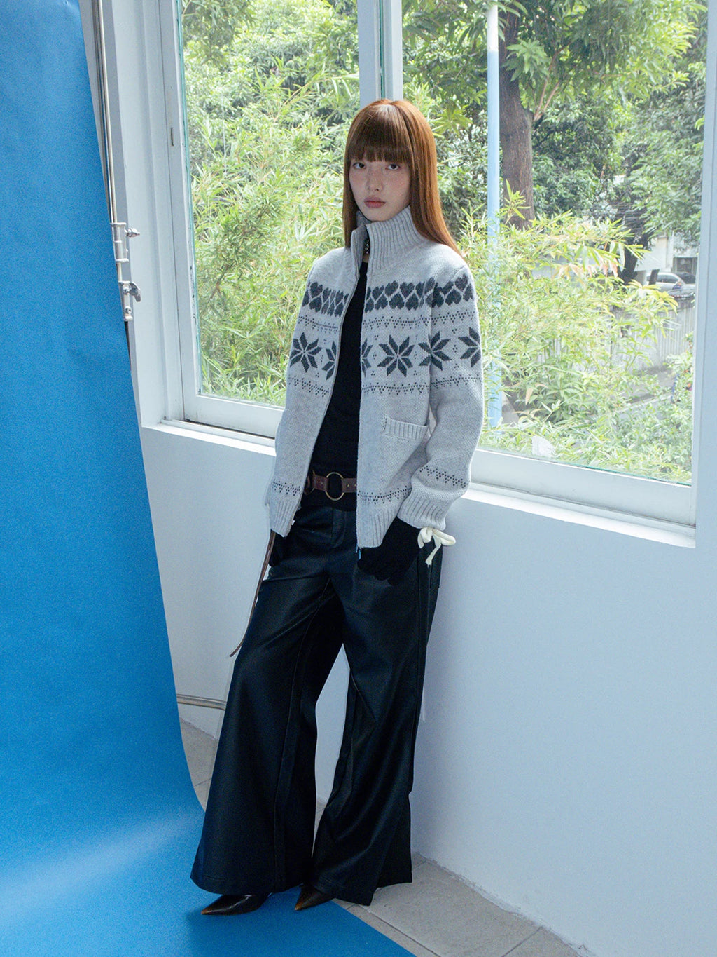 FUNKYFUN | FUNKY FAIR ISLE CARDIGAN COAT【ID:TN00187】