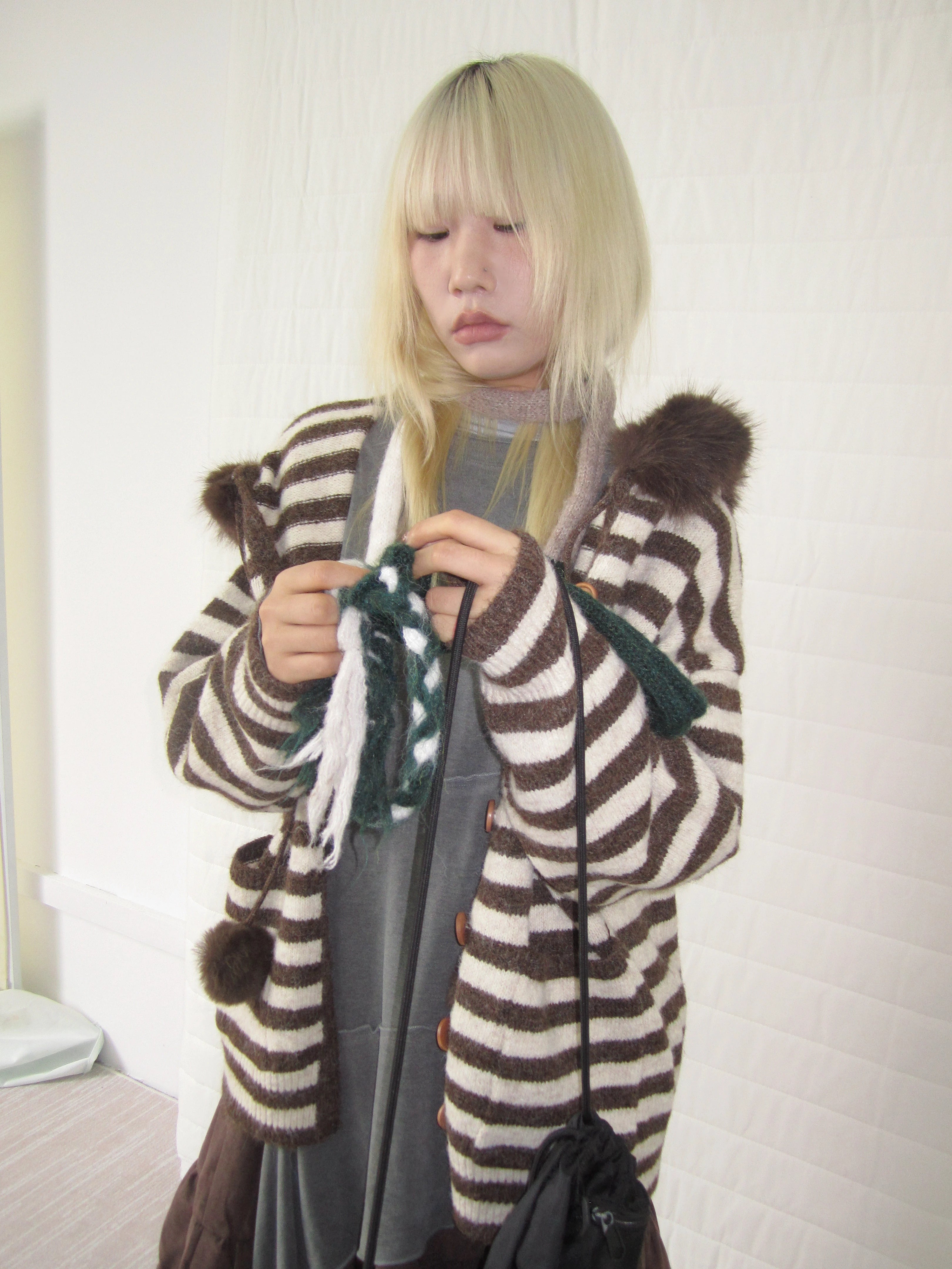 3months |  NICHE STRIPED CARDIGAN SWEATER【ID:TN00016】