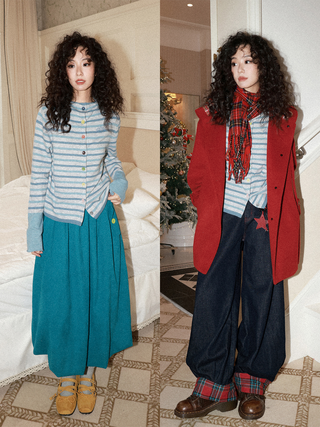 化学少女 | STRIPED CARDIGAN WITH SWEATER【ID:TN00154】