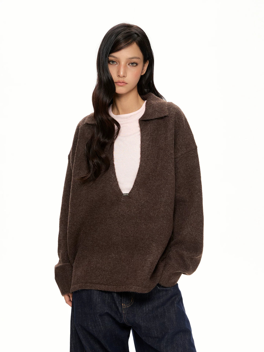 VINTAGE BROWN WOOL BLEND SWEATER