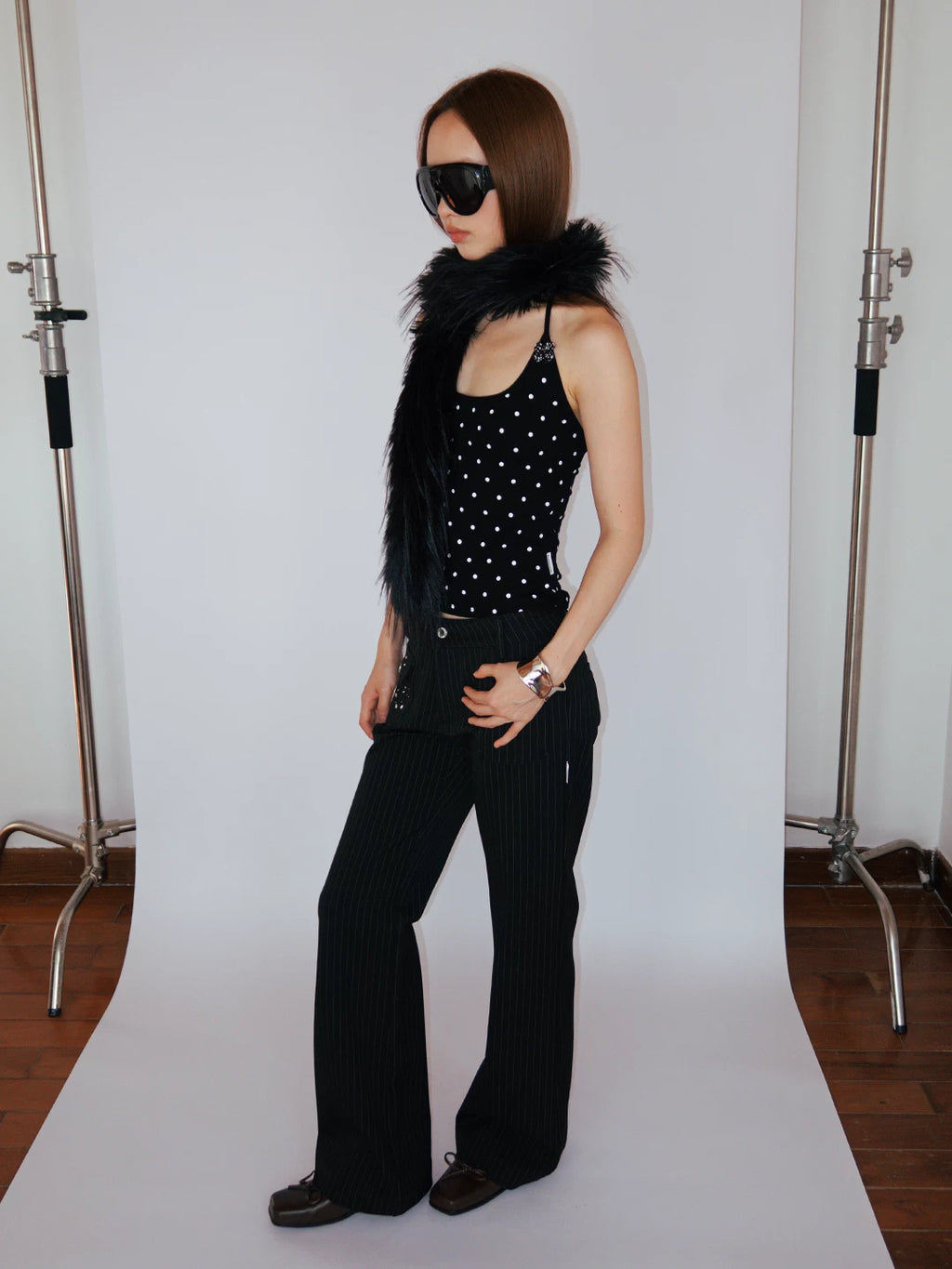 FUNKYFUN | PINSTRIPE CONTOUR FLARED PANTS【ID:TN00195】