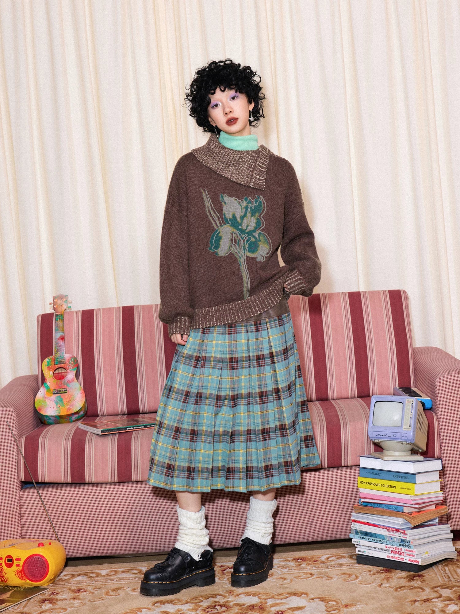 化学少女 | VINTAGE PATCHWORK MIDI SKIRT【ID:TN00163】