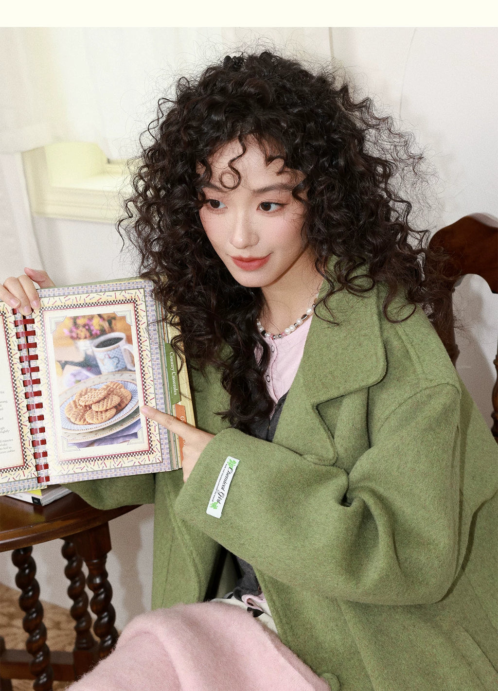 化学少女 | RETRO GREEN TWEED COAT【ID:TN00160】