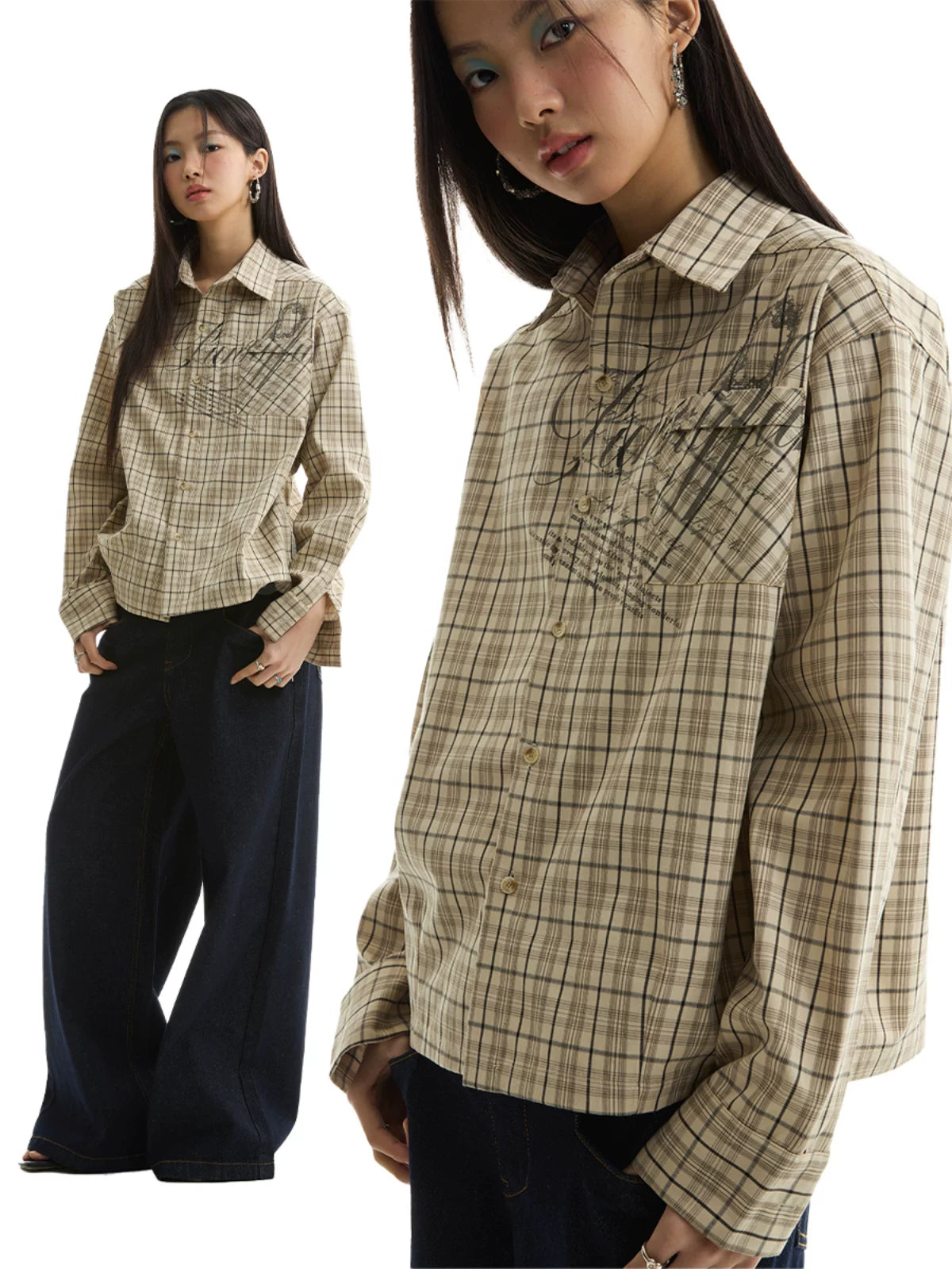 FUNKYFUN | FLORAL CHECK LONG SLEEVE SHIRT【ID:TN00202】