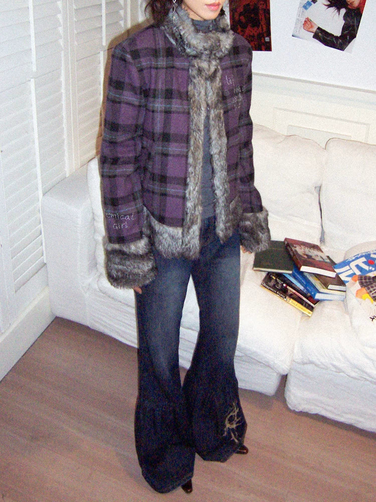 化学少女 | PURPLE PLAID WINTER JACKET【ID:TN00168】