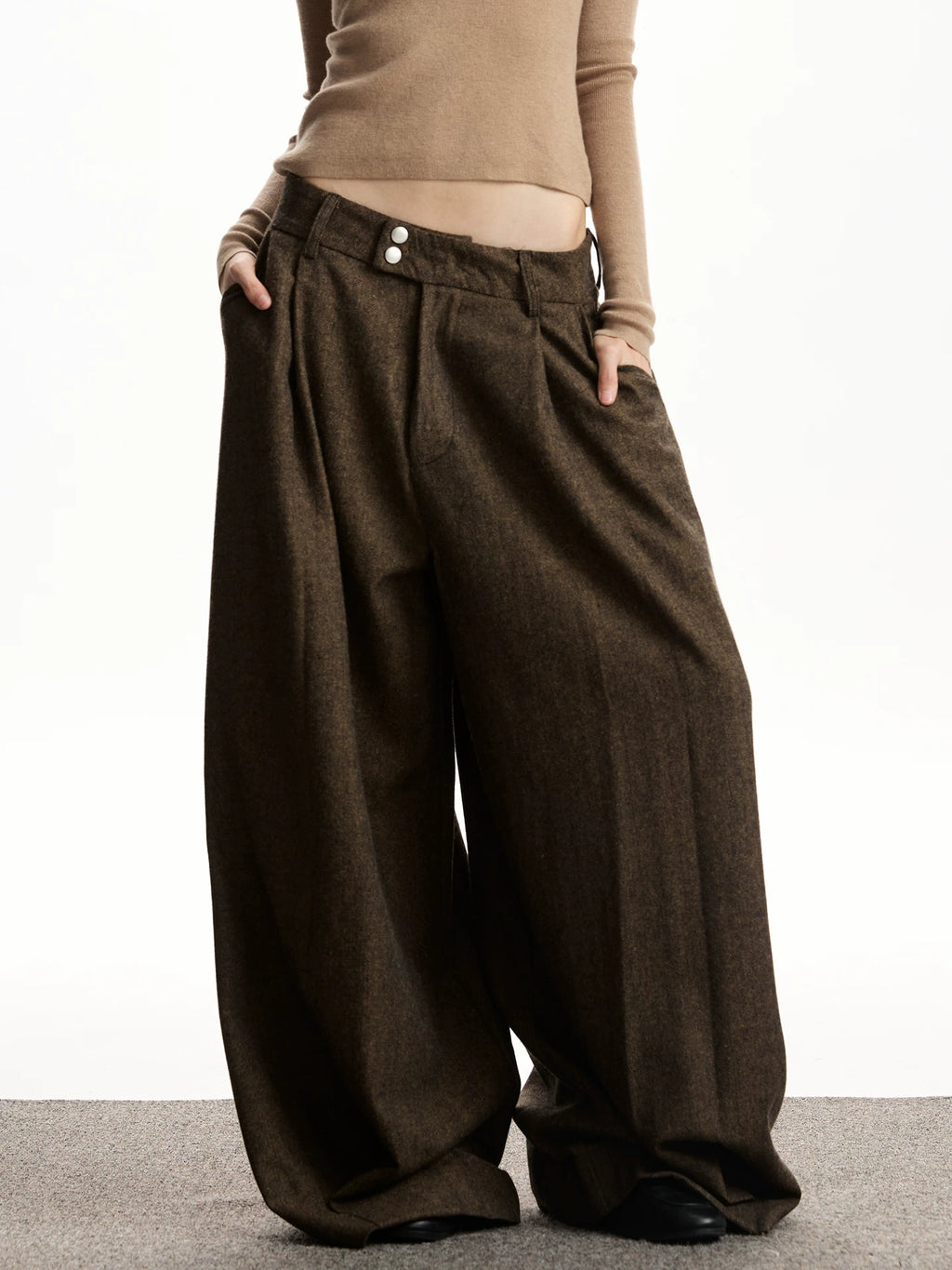 VATTY | VINTAGE WOOL BLEND WIDE LEG PANTS【ID:TN00206】