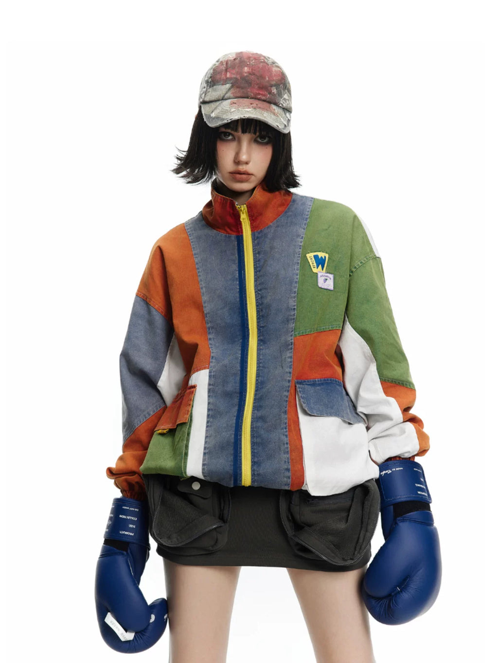 COLOR BLOCK SPLICING JACKET