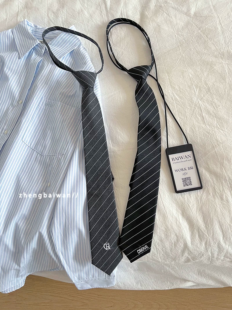 TRIA SELECT | KOREAN STYLE STRIPED TIE SHIRT【ID:TN00136】