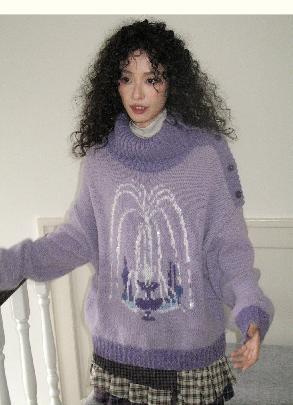 化学少女 | PURPLE KNIT PULLOVER SWEATER【ID:TN00153】