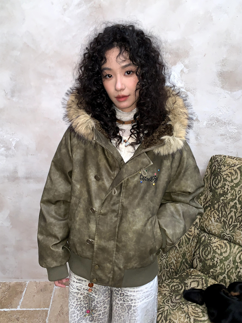化学少女 | RETRO LEATHER DOWN PARKA【ID:TN00152】