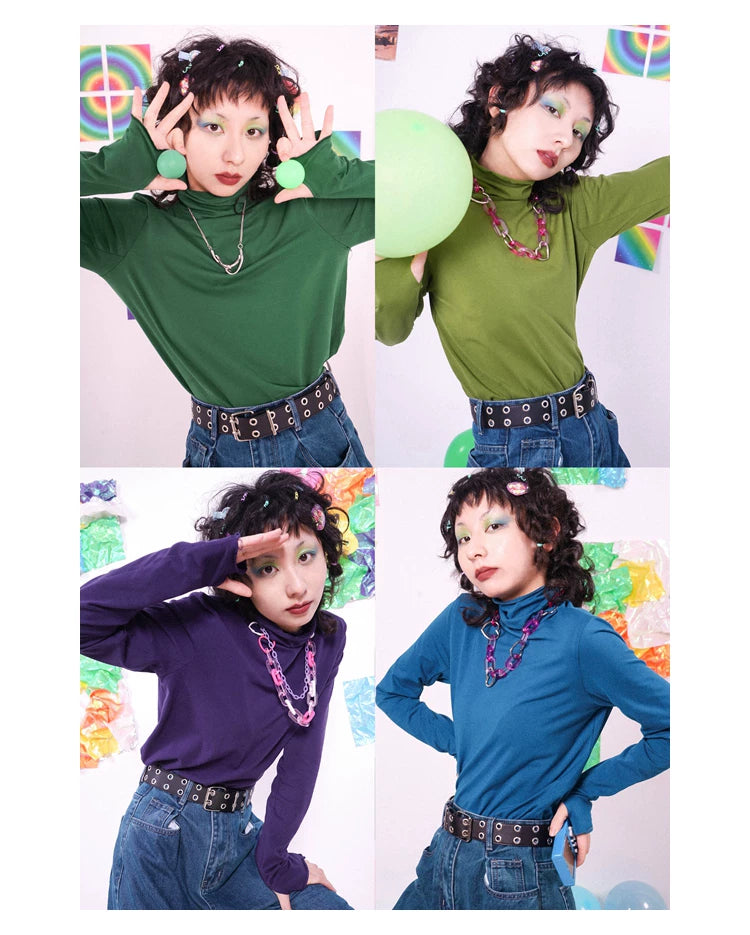 化学少女 | COLOR BOMB KNIT LONG SLEEVE TOP【ID:TN00145】