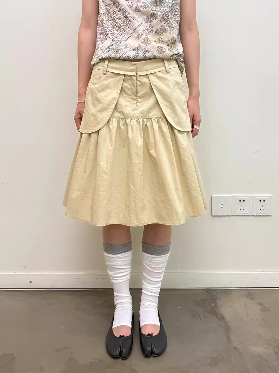 Antwerp Six Vector Foldline Skirt in Champagne Beige or Black Ink