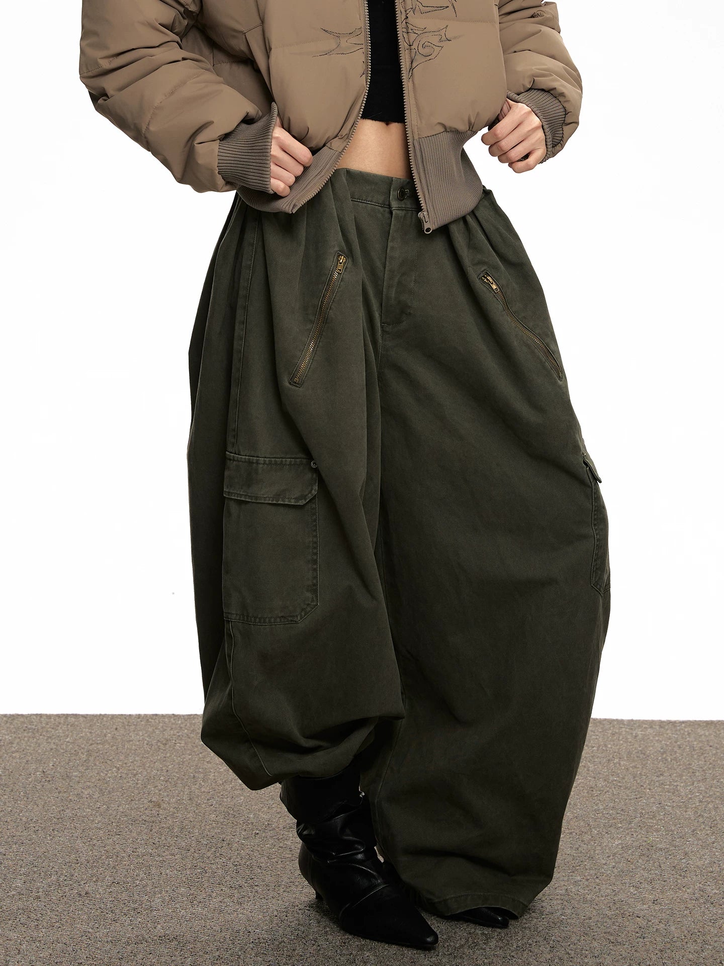 VINTAGE LOW WAIST WIDE LEG PANTS