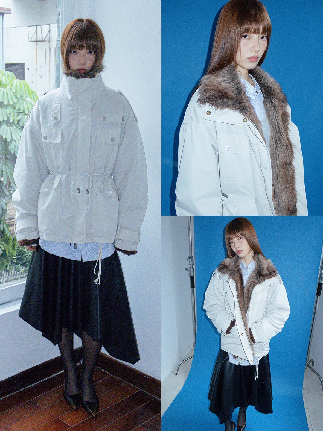 FUNKYFUN | FUNKY FUR-LINED MID-LENGTH PARKA【ID:TN00198】