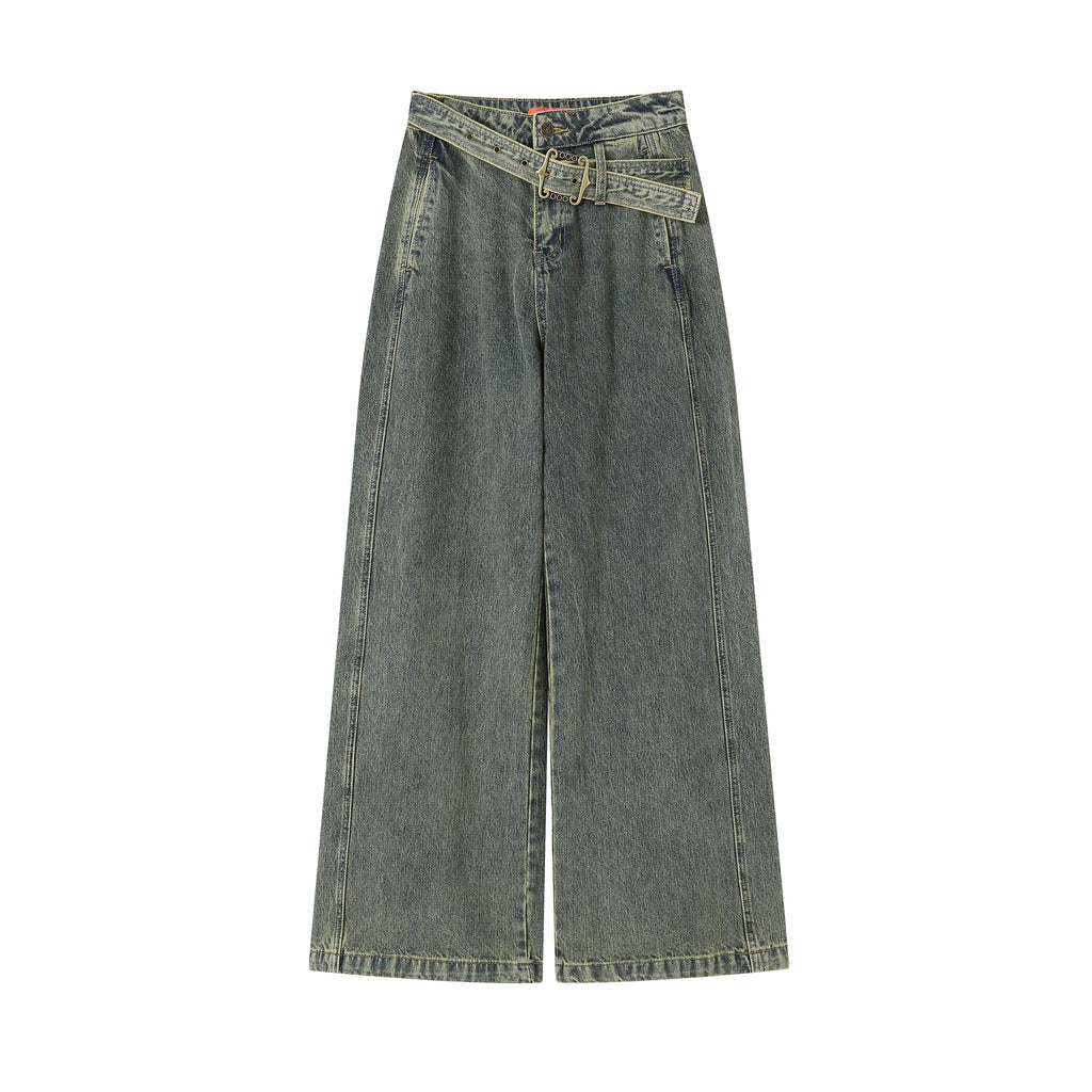 化学少女 | VINTAGE HIGH-WAISTED DRAPE JEANS【ID:TN00165】