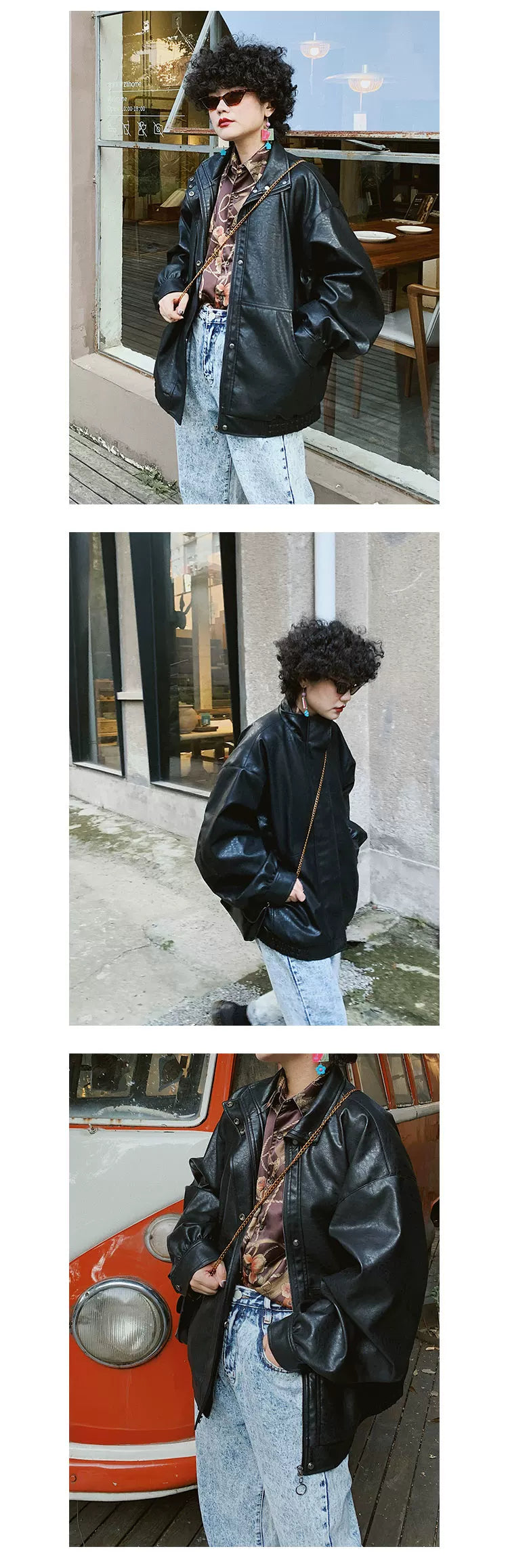 化学少女 | RETRO BIKER JACKET WITH BOA【ID:TN00144】