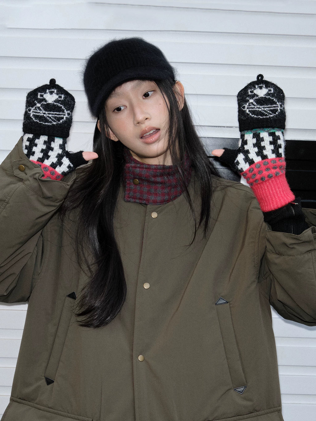 TRIA SELECT | TOUCHSCREEN KNIT FLIP-FLOP GLOVES【ID:TN00140】