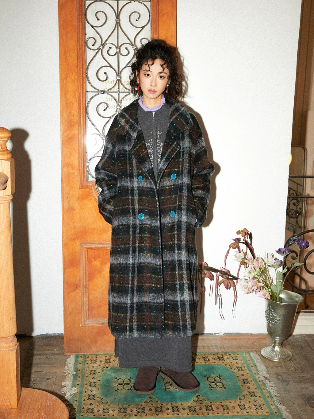 化学少女 | PLAID TWEED WINTER COAT【ID:TN00167】