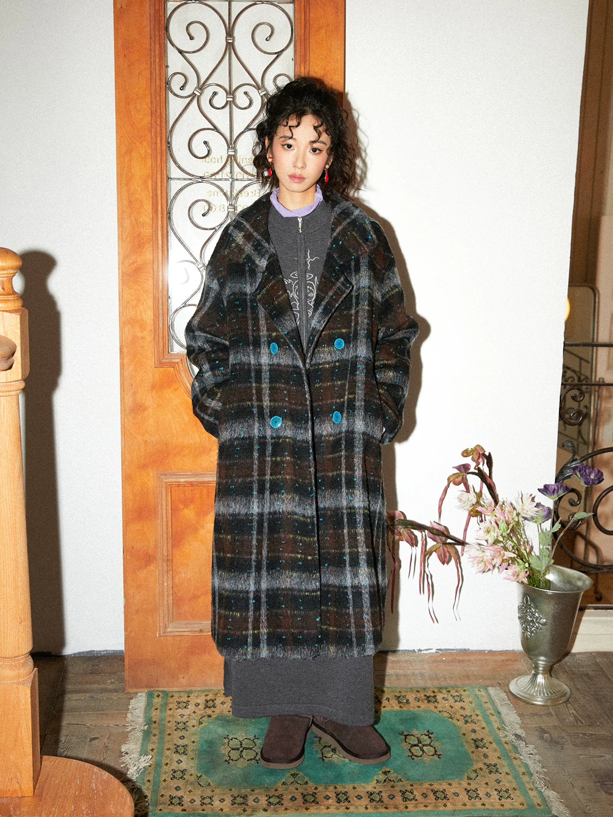 化学少女 | PLAID TWEED WINTER COAT【ID:TN00167】