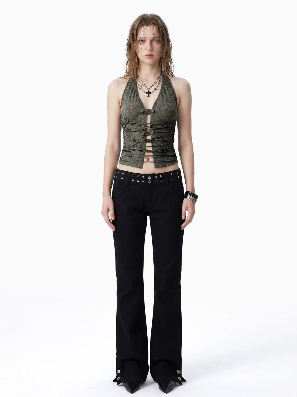 Ashen Ruche Halter Top