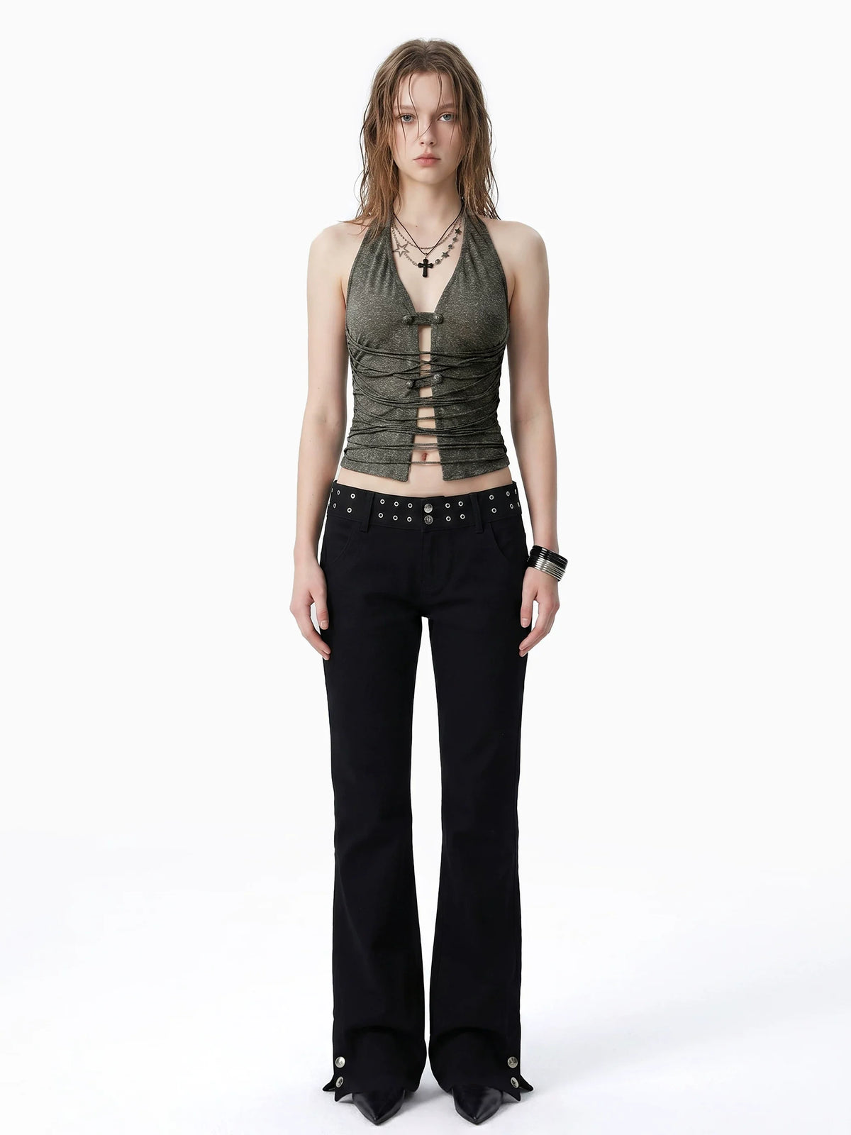 Ashen Ruche Halter Top