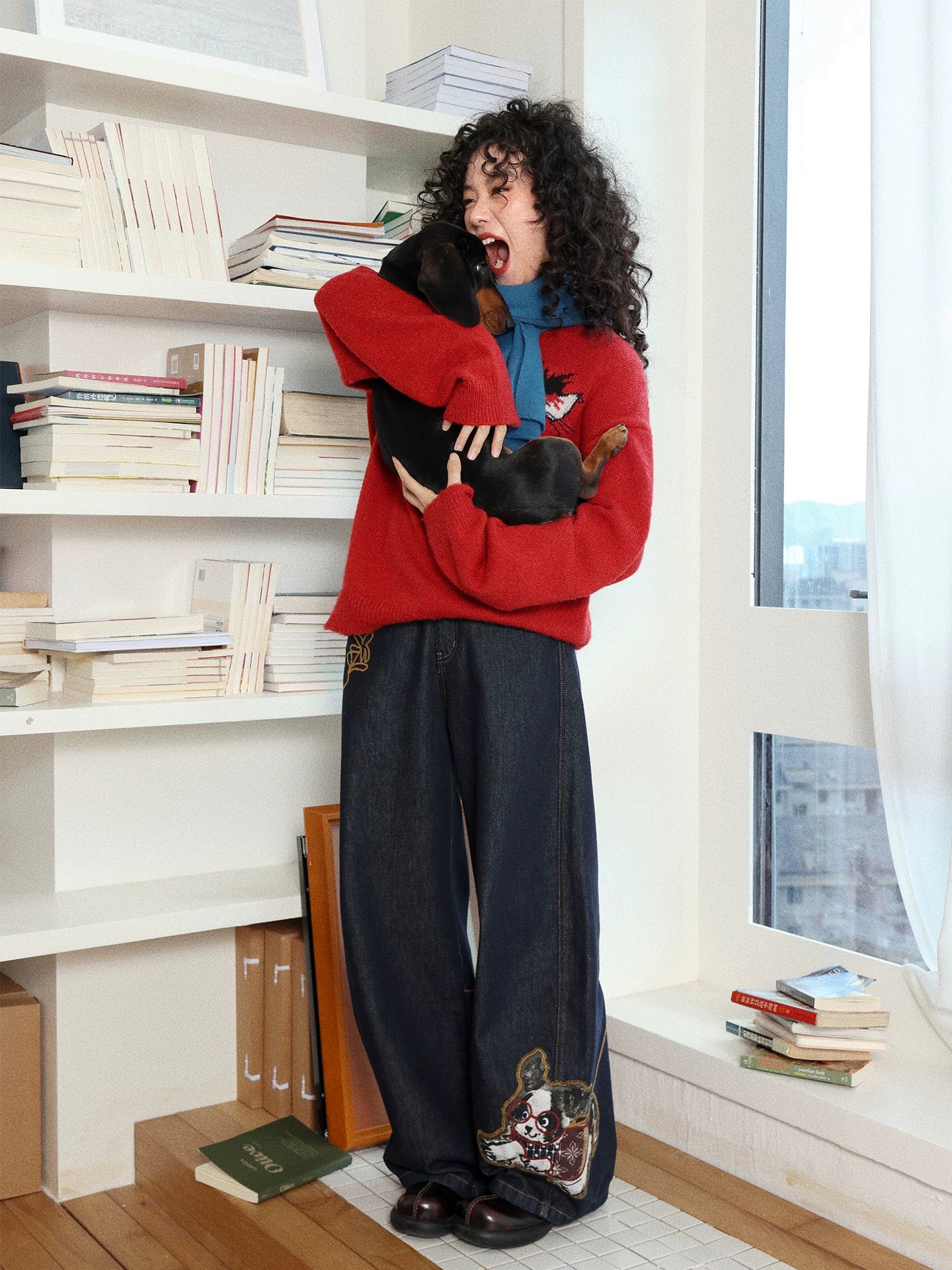 化学少女 | ELASTIC DENIM WIDE LEG PANTS【ID:TN00149】
