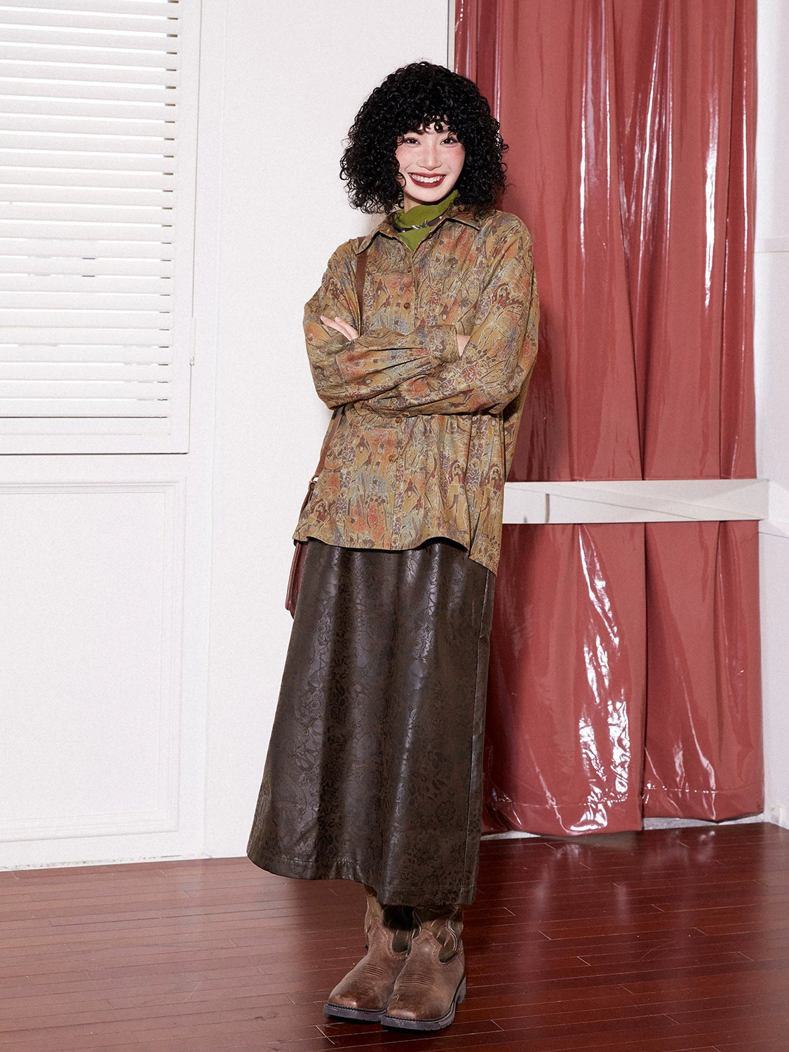 化学少女 | RETRO PRINTED A-LINE SKIRT【ID:TN00143】
