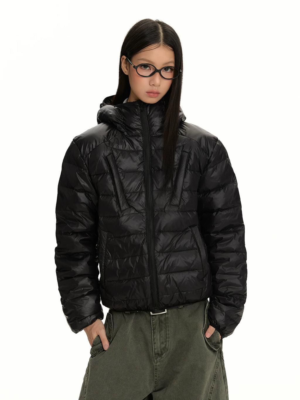 RETRO HOODED SHORT DOWN JACKET