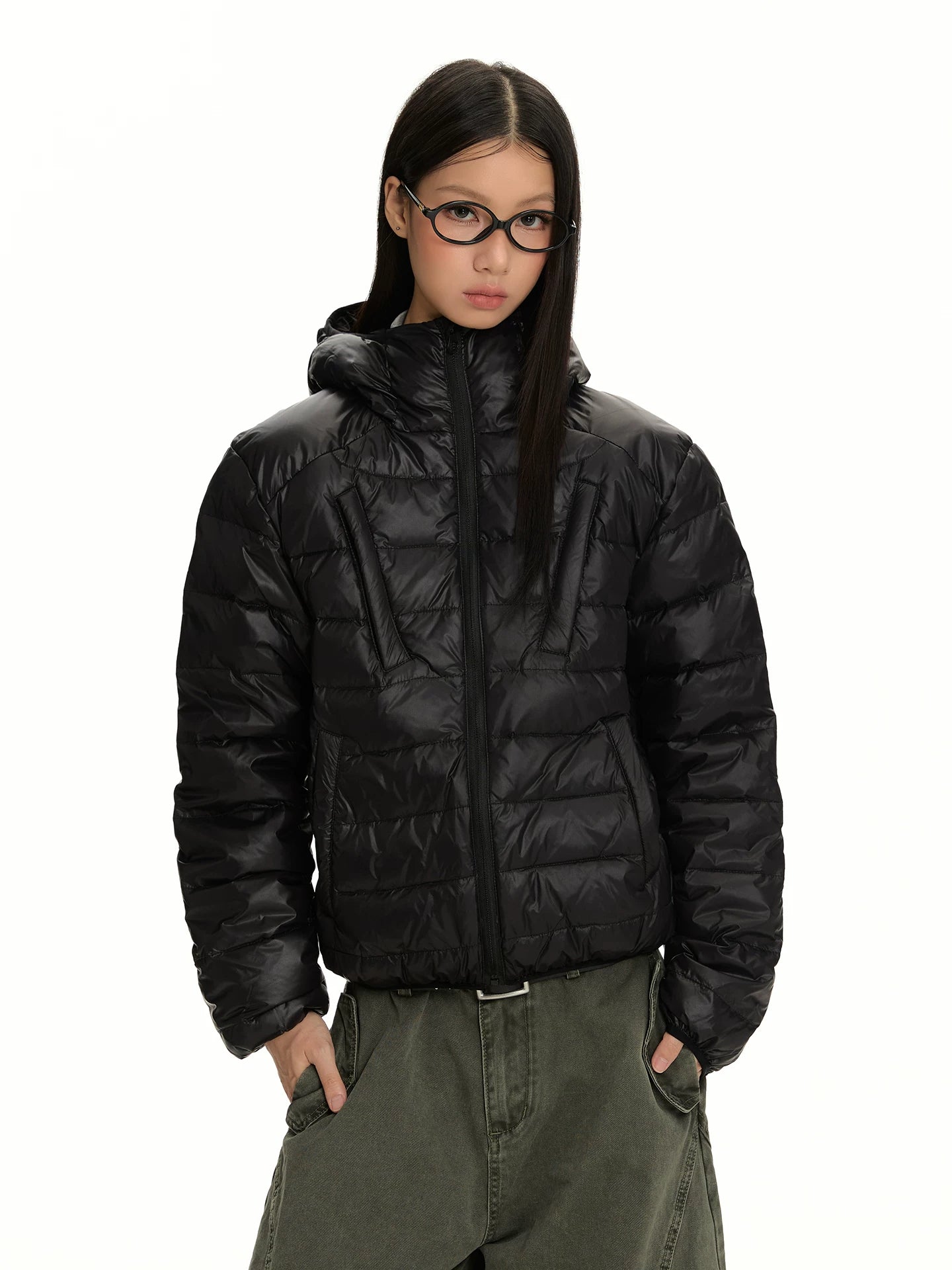 RETRO HOODED SHORT DOWN JACKET