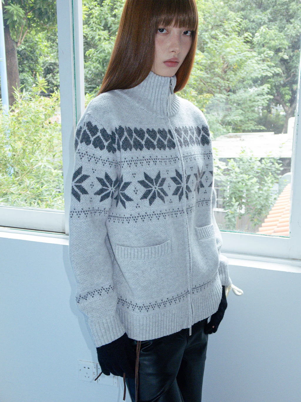 FUNKYFUN | FUNKY FAIR ISLE CARDIGAN COAT【ID:TN00187】