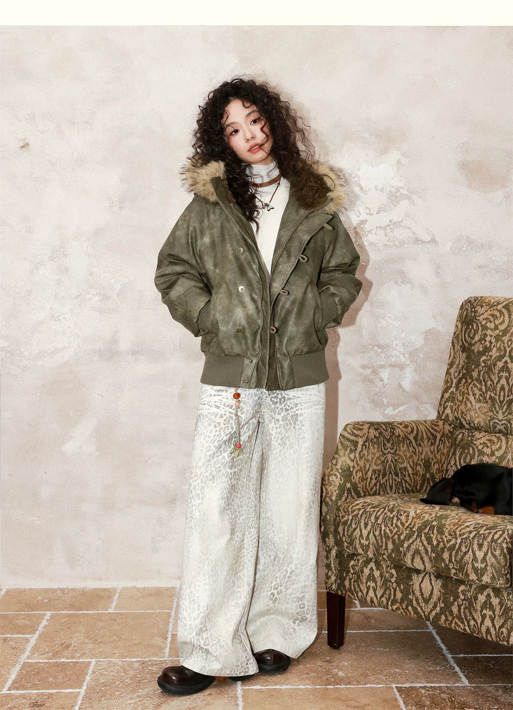 化学少女 | RETRO LEATHER DOWN PARKA【ID:TN00152】