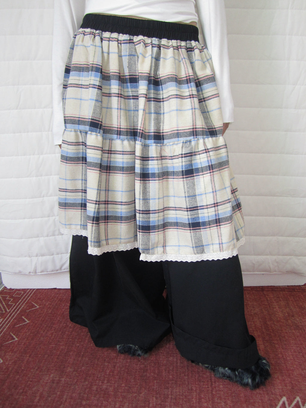 3months |  RETRO PLAID SPLICING PANTS【ID:TN00020】