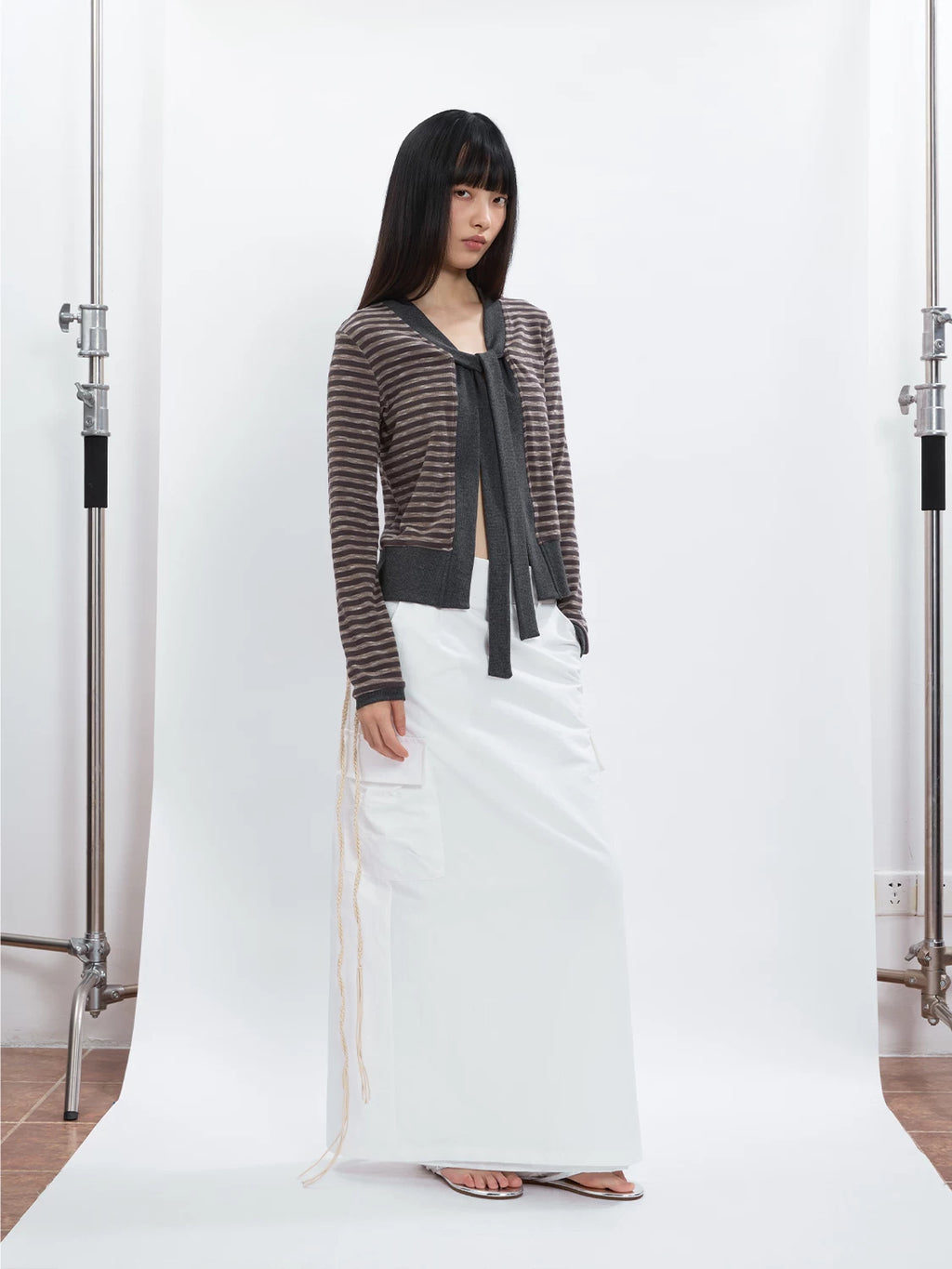 FUNKYFUN | STRIPED FLOWER KNIT CARDIGAN【ID:TN00200】