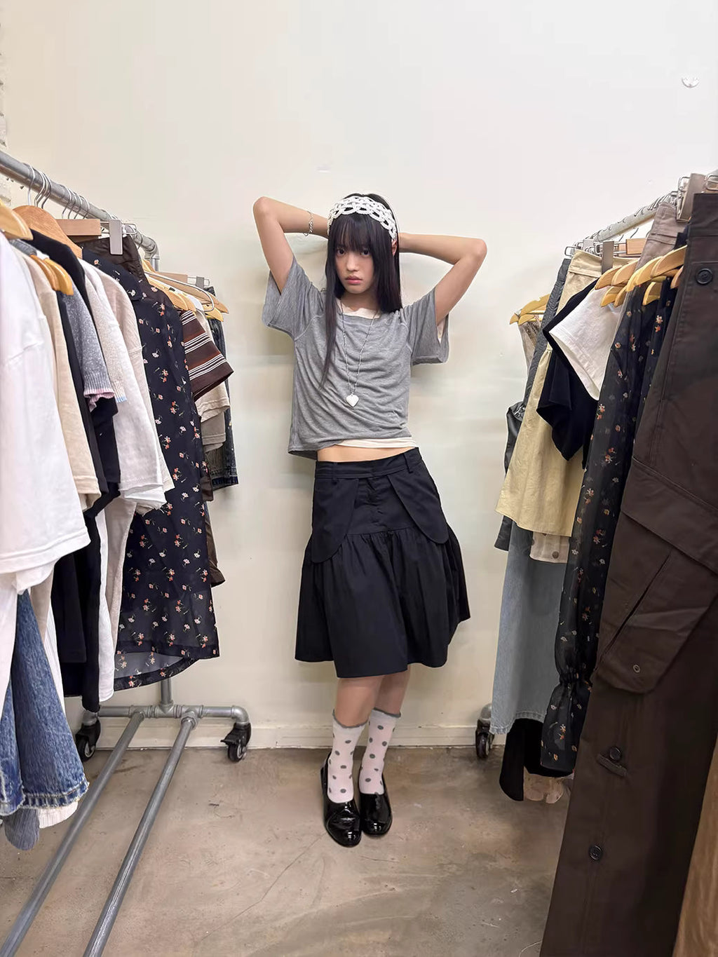 Antwerp Six Vector Foldline Skirt in Champagne Beige or Black Ink