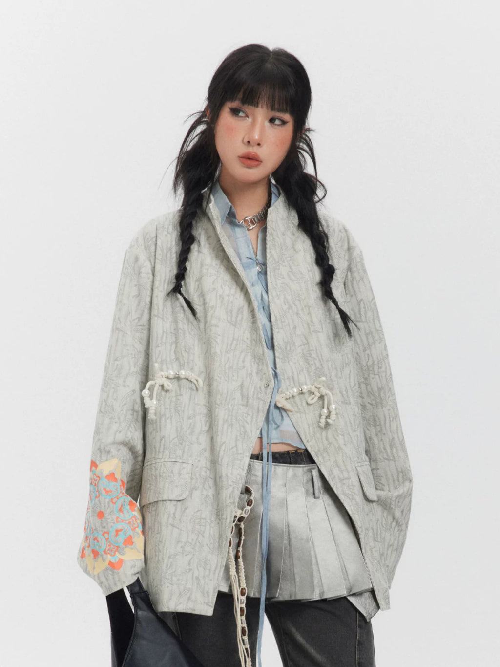IRREGULAR LAPEL BUTTONED SUIT JACKET