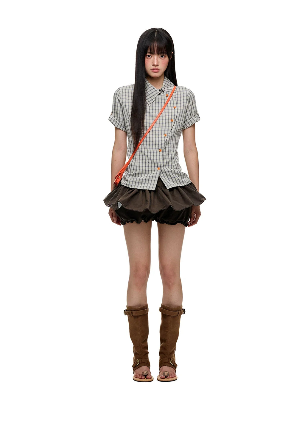 Asymmetric Check Tailored Shirt
