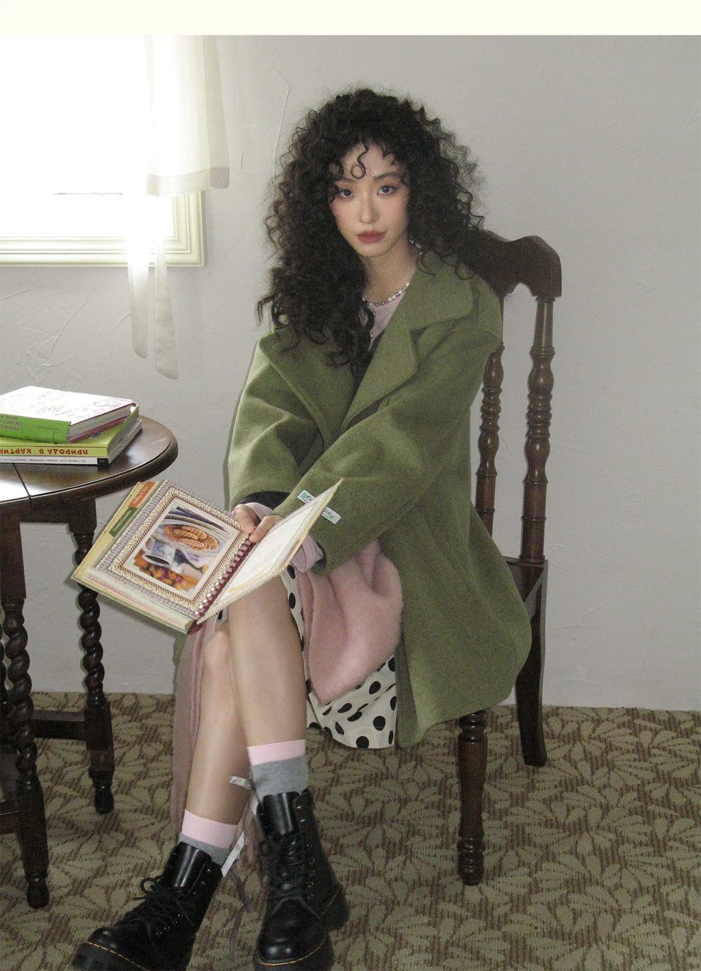化学少女 | RETRO GREEN TWEED COAT【ID:TN00160】