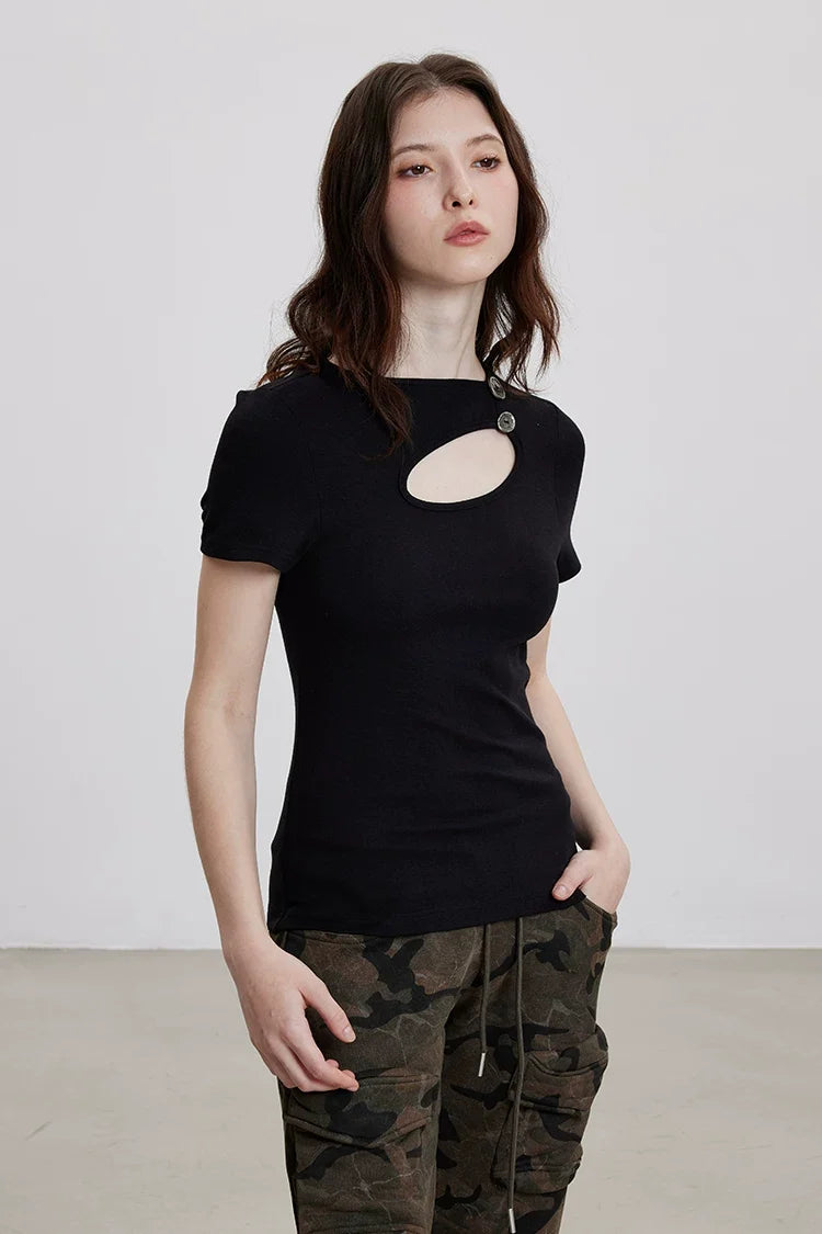 Ellipse Cut-Out Chrome Button Top