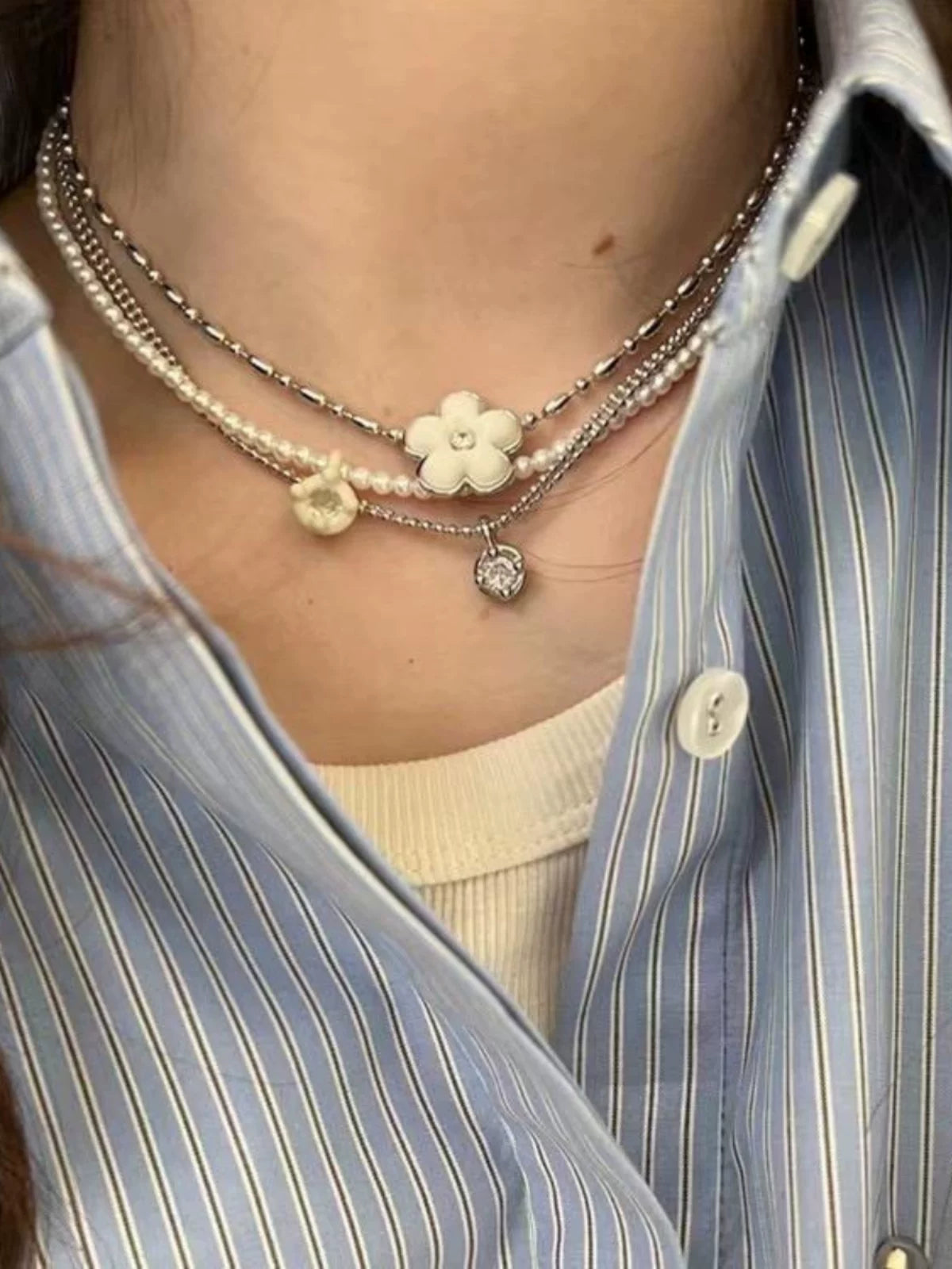 DELICATE PEARL DRIP GLAZE NECKLACE